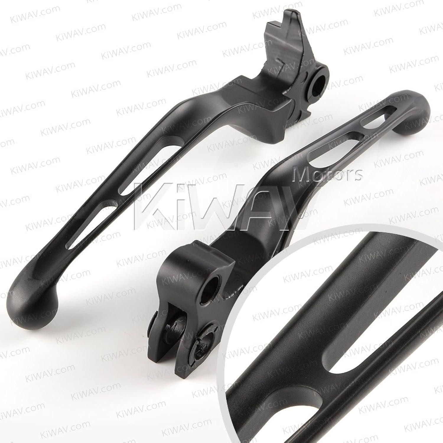 KiWAV Slotted cut Ergonomic hand control levers matt black for Harley Davidson