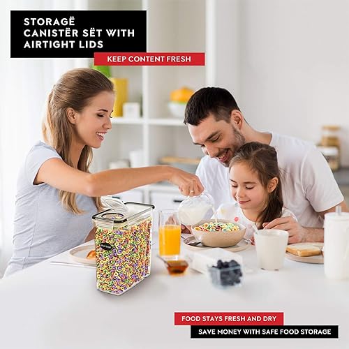 Miniatura 7 de DWËLLZA KITCHEN Contenedores de cereales extragrandes (6.3 litros213 onzas), juego de 2 dispensadores de cereales a granel de tamaño familiar,