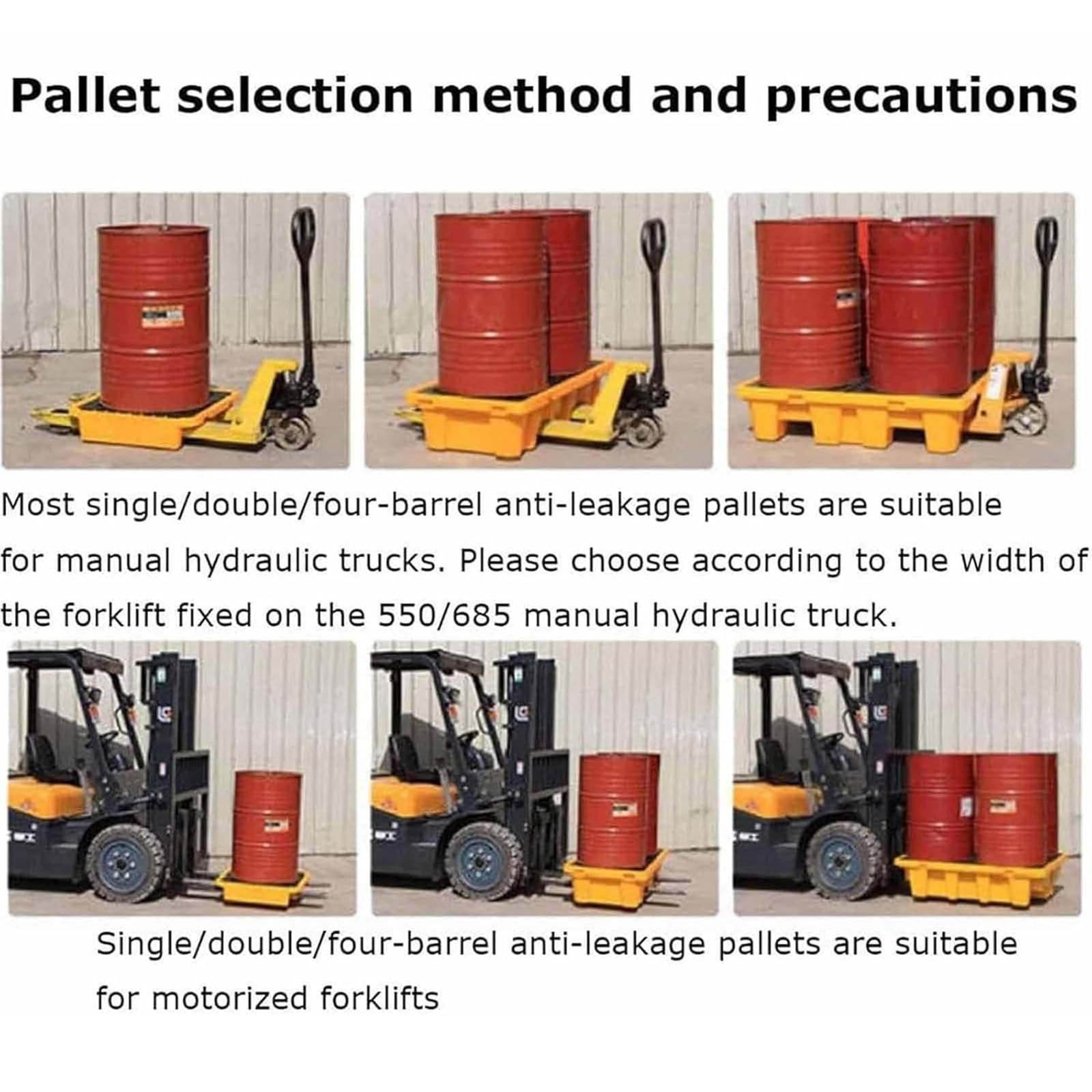 Pallet in polietilene antiscivolo compatibile con carrello elevatore con scarico di scarico, ideale per fusti dell'olio e secchi di vernice, 120 x 60 x 10 cm