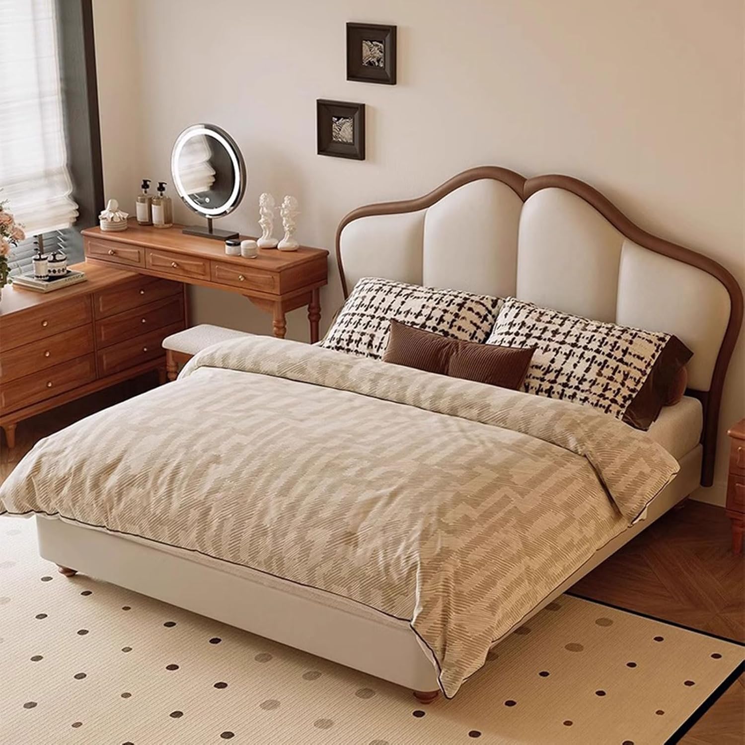 Modern Leather Queen Size Platform Bed Wooden Slats Support Queen Size Lift Up Storage Bed Noise-Free