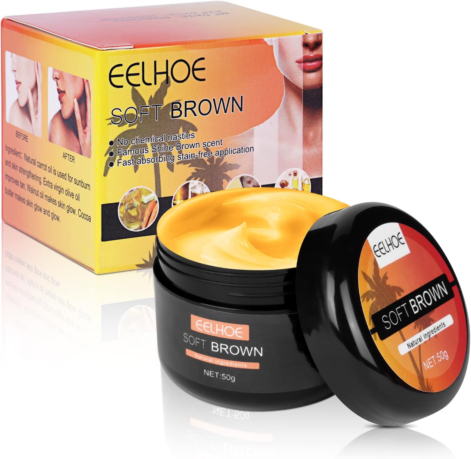 LOPHESelf Tan Body Cream, Premium Sunbed Tanning Accelerator Cream, Longlasting Moisturizing Sunless Tanning Lotion, Self Tanner Cream Fast tanning, Achieve A Natural Tanning, 50g