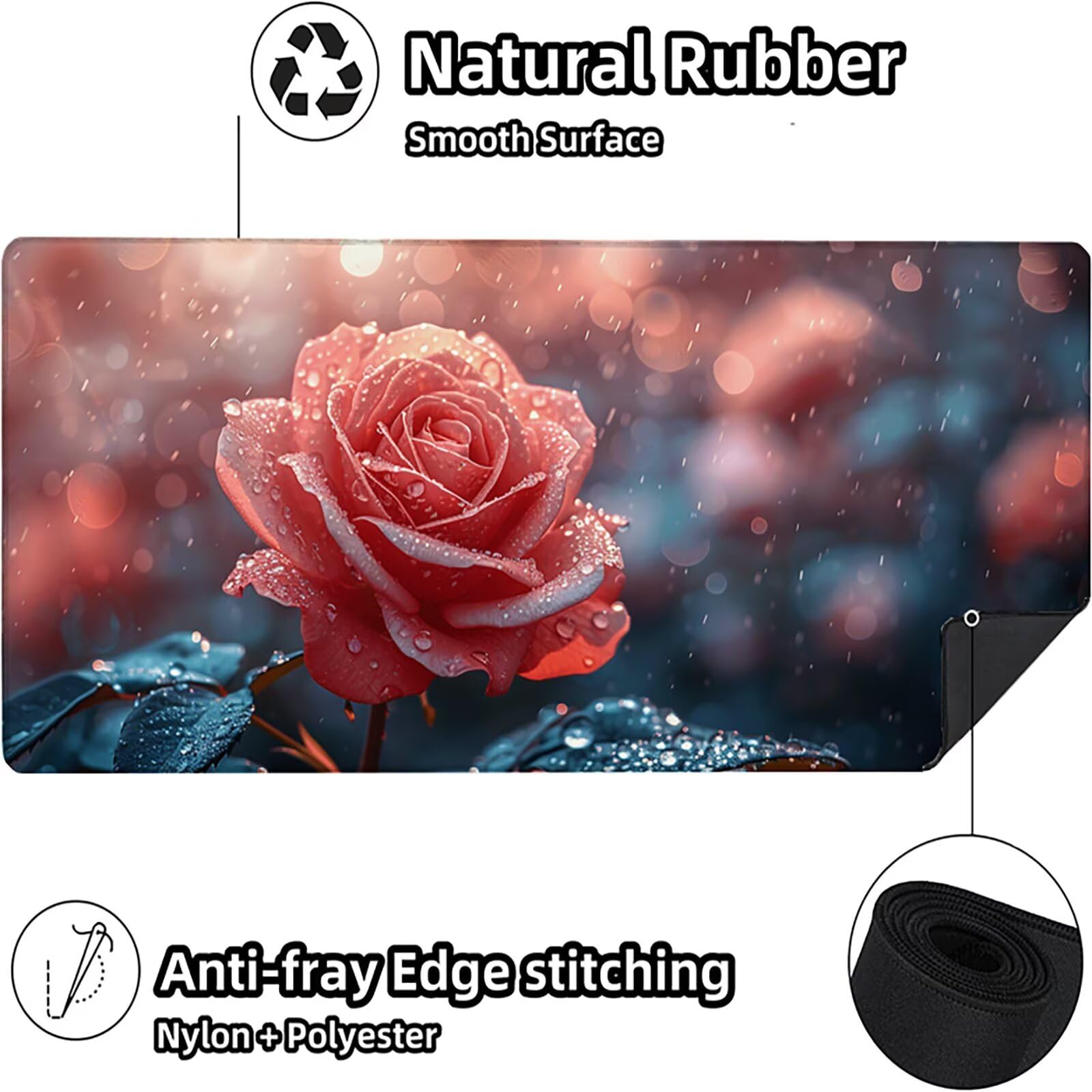 Rosa Alfombrilla Ratón Gaming XXL 1500x800mm, Alfombrilla Gaming Rosa Mousepad con Base de Goma Antideslizante, Impermeable Desk Mat para Teclado y Raton, Accesorios Gaming, Regalos de Hombre E-L