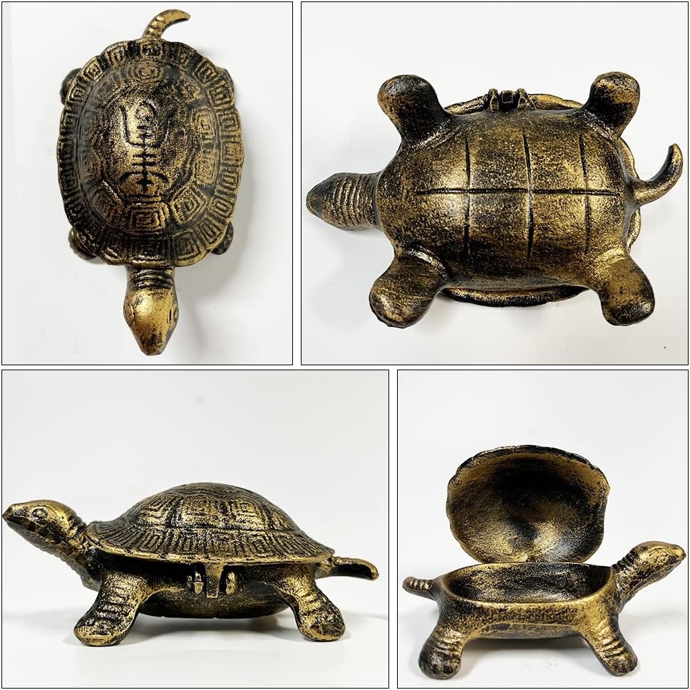 OLizee® Vintage Iron Turtle Ashtray Smoking Ashtray for Cigar Cigarette Personalized Ashtray with Lid Decorative Smoking Ashtray for Home Office Indoor Outdoor Table Decoration Gift for Men Women