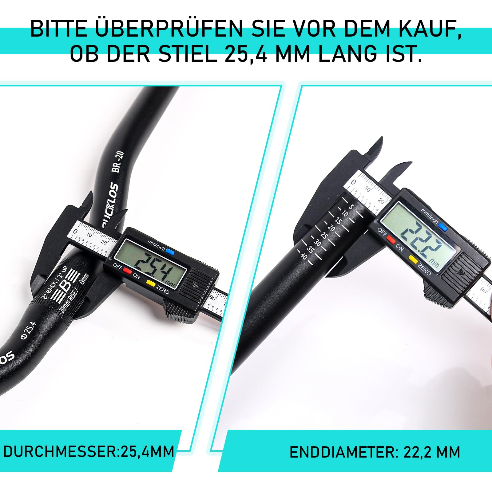 Manubrio per mountain bike 25,4 mm - 20/40/60/80/100 mm Rise MTB manubrio in lega di alluminio - 720/620 mm extra lungo per bici elettriche, biciclette pieghevoli e gare in discesa