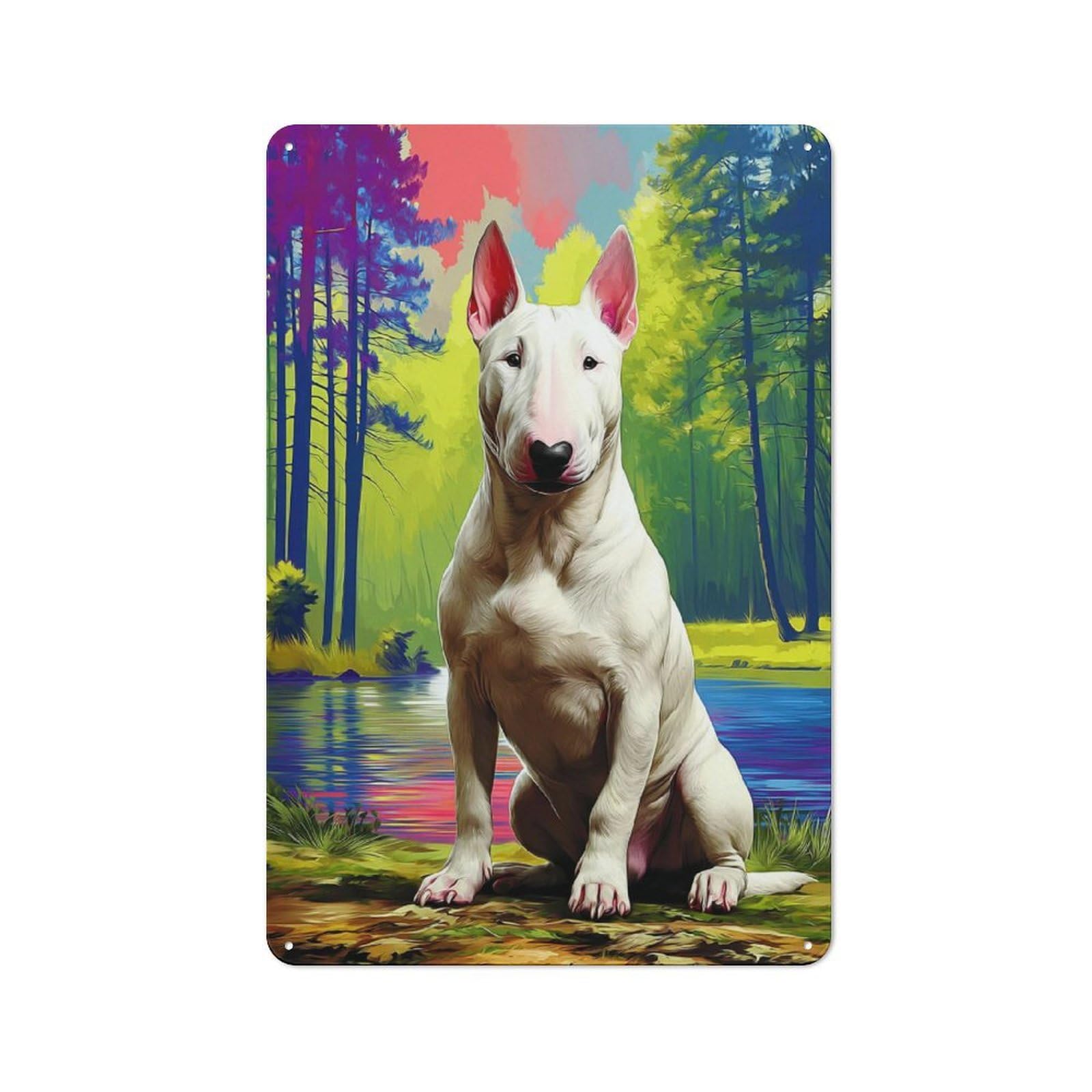 Bull Terrier by The Colorful Lake -1 Modern Retro Metal Wall Decor 30x20cm, Metal Wall Sign for Loft, Studio, Office Or Creative Room
