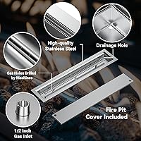 Vista 3 de Skyflame Kit de sartén lineal de acero inoxidable para hogueras y protector contra viento de vidrio para hogueras de 36 x 11.5 pulgadas