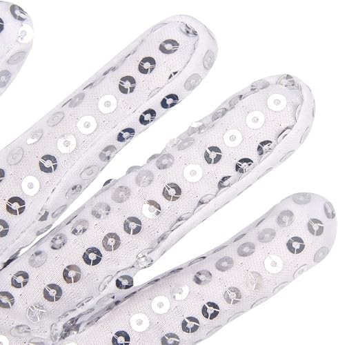 Miniatura 4 de PURFUN Guantes de baile de lentejuelas brillantes para adultos, disfraz de Halloween, guantes cortos con purpurina
