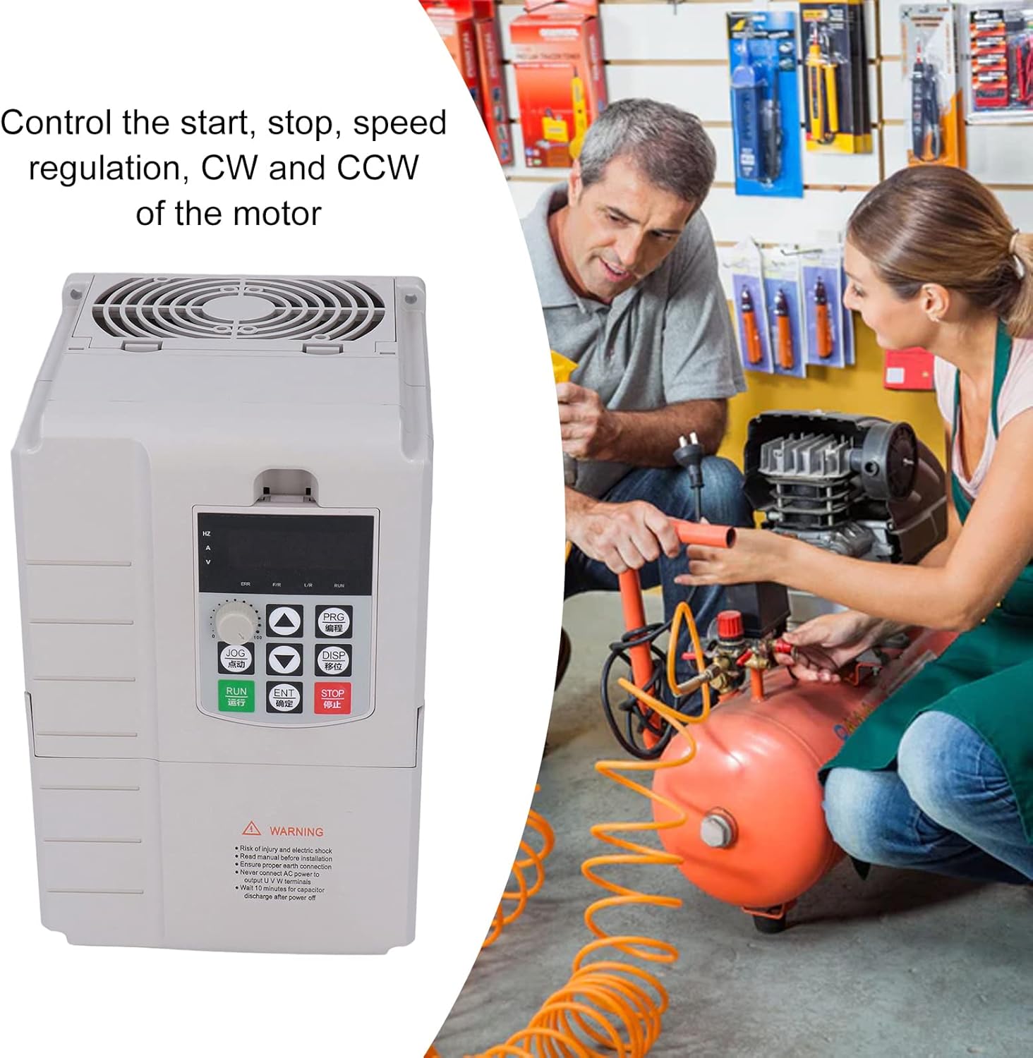 Motor Speed Governor,7.5KW VFD Variable Frequency Converter Single Phase 220V Input 3 Phase 380V Output Speed Control Governor