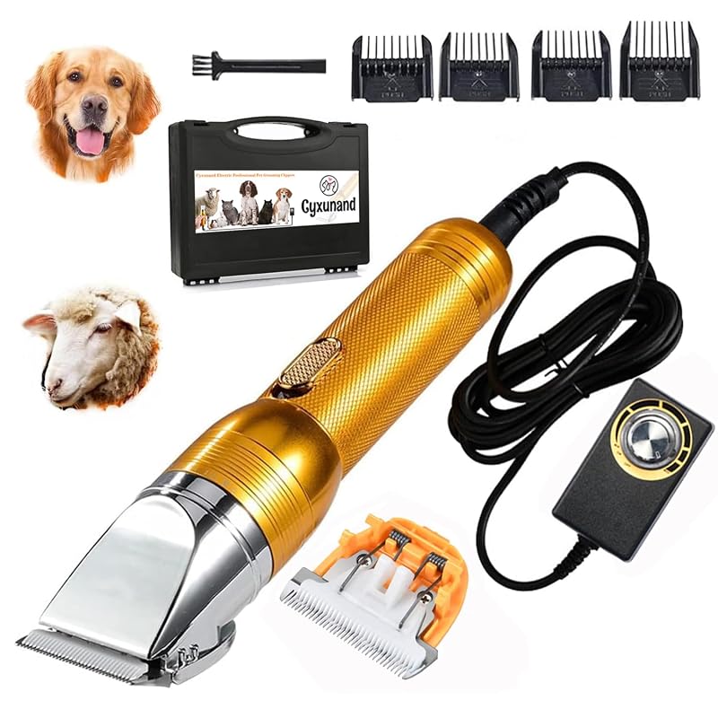 Máquina de Tosa Elétrica 350W para Cães de Grande Porte e Cavalos, Lâminas Duplas e Cabo de 2,8 m Cyxunand