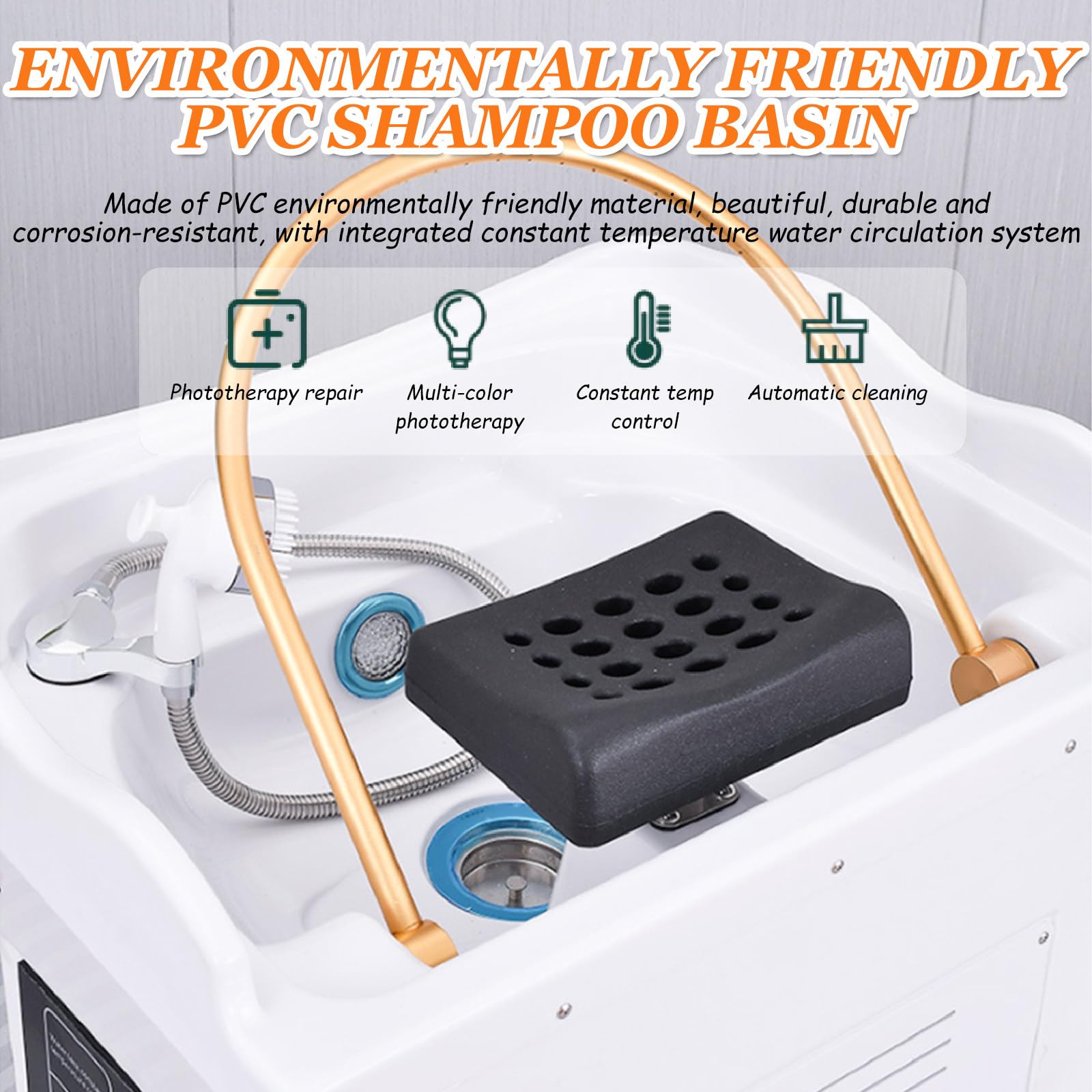 Equipo de spa japonés Head | Sistema de circulación de agua y tanque de temperatura constante de 60 L | Terapia de luz para camas de spa y uso en salones de belleza