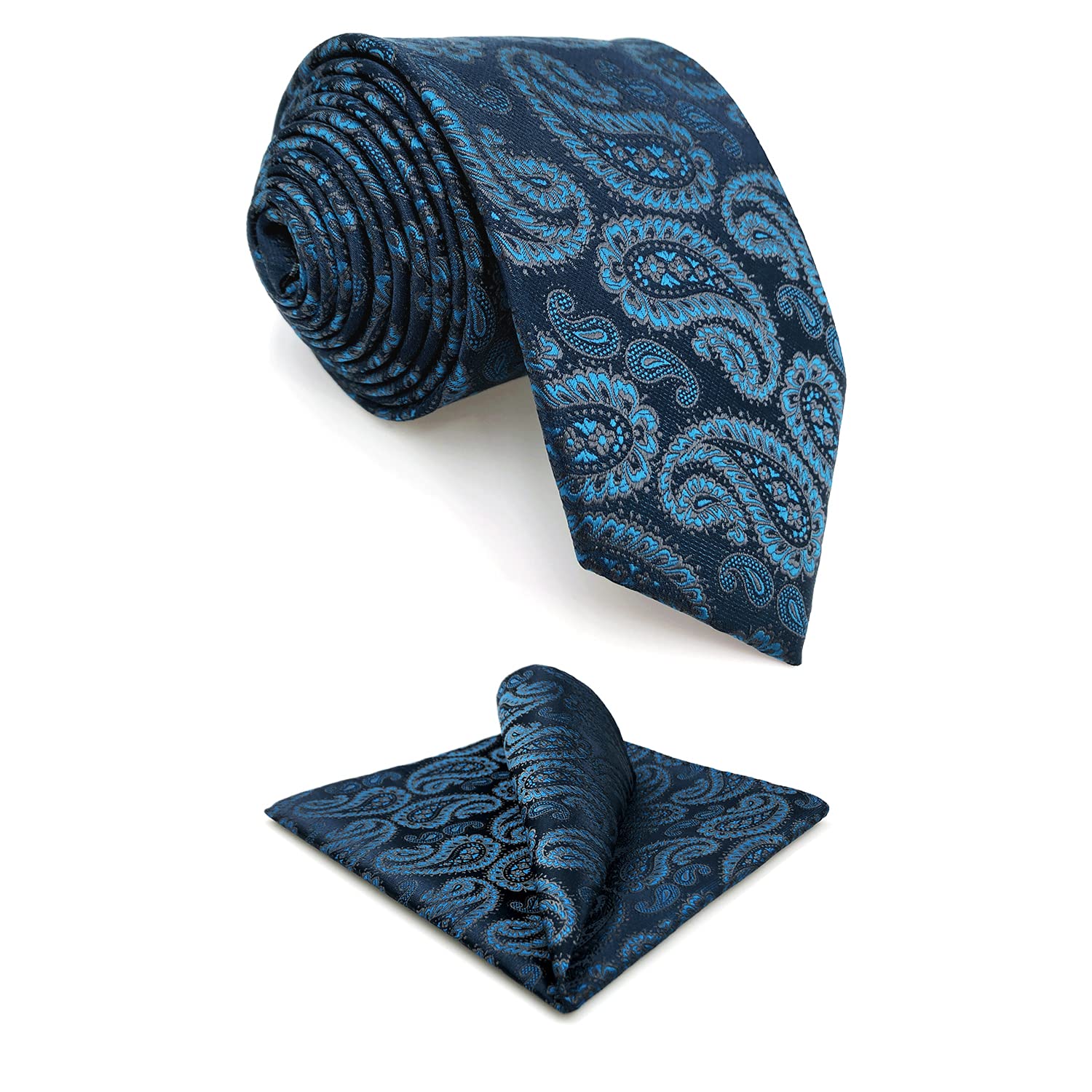 S&W SHLAX&WING Conjuntos de Corbatas para Hombre Corbatas Paisley Azul Oscuro Turquesa