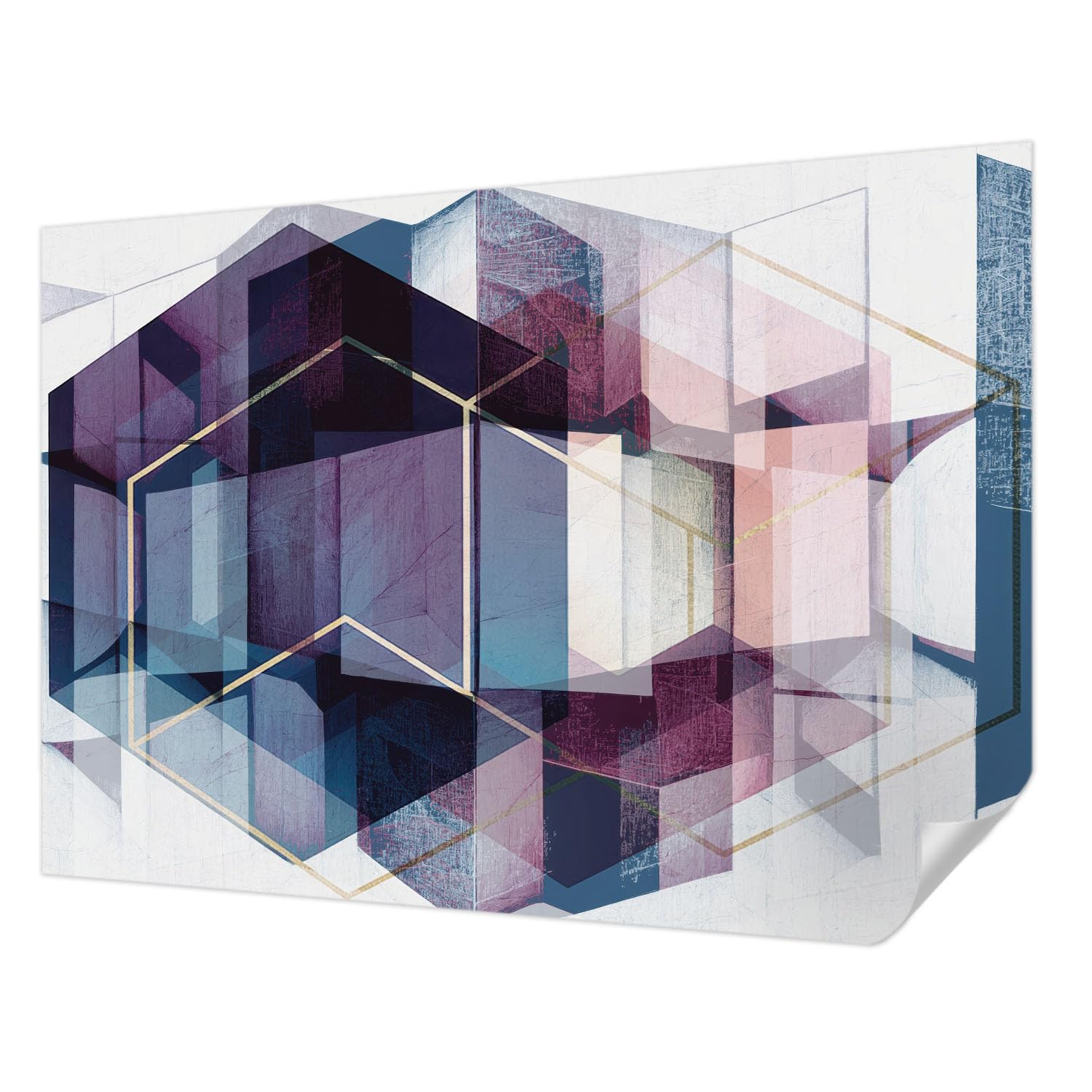 Papier peint adhésif pour chambre à coucher motif cubes géométriques