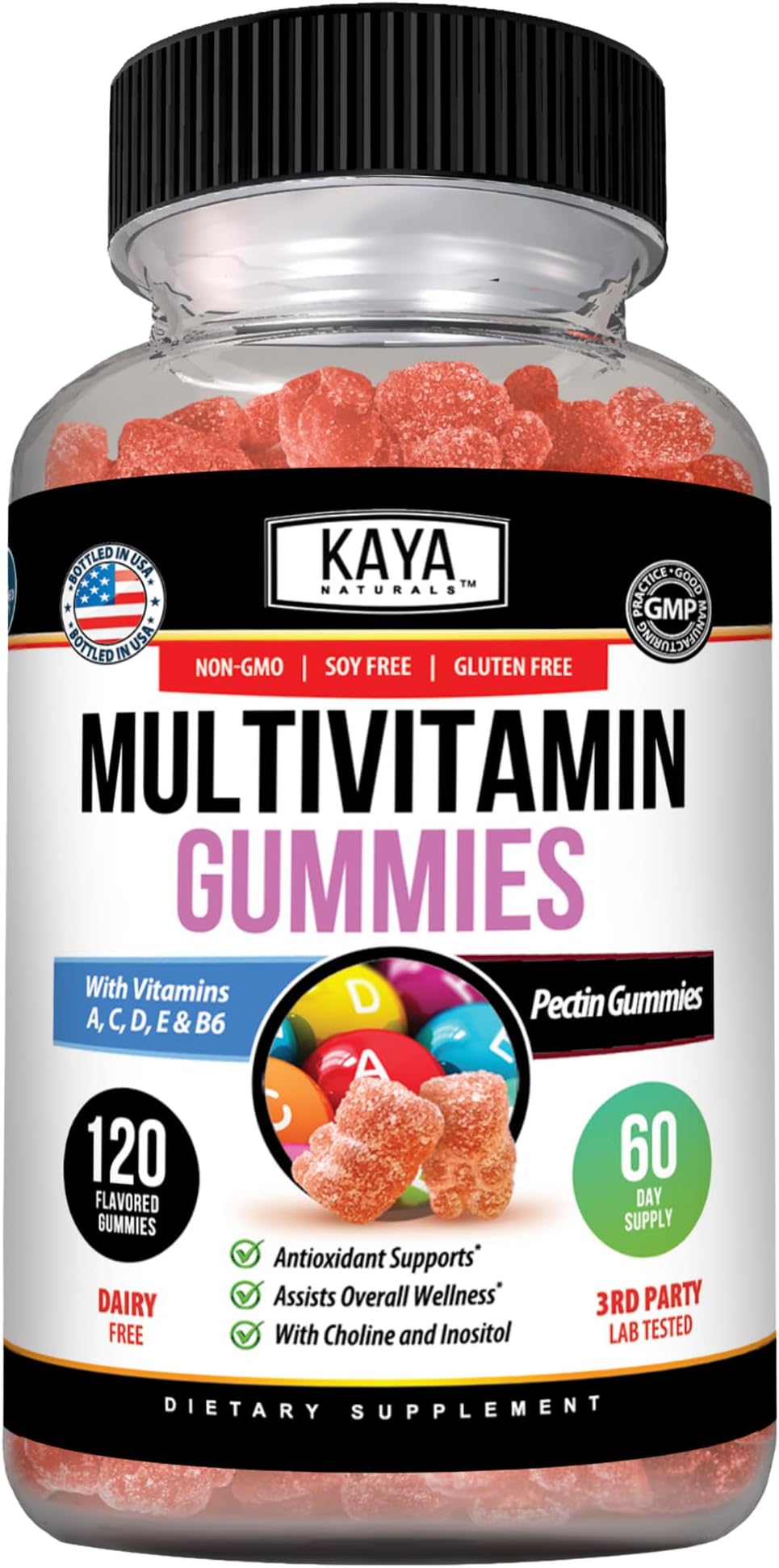 Kaya Naturals Adult Multi Vitamin Gummy, Strawberry Flavor - 120 Count