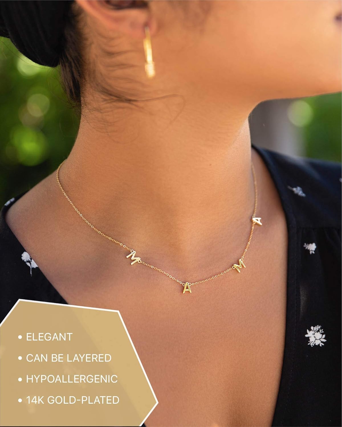 Miniatura 3 de Benevolence LA Mama Necklace Dainty Necklace 14k Gold Dipped Necklaces For Women Valentines Day Gifts for Mom 14 Gold Necklace Mothers Necklace