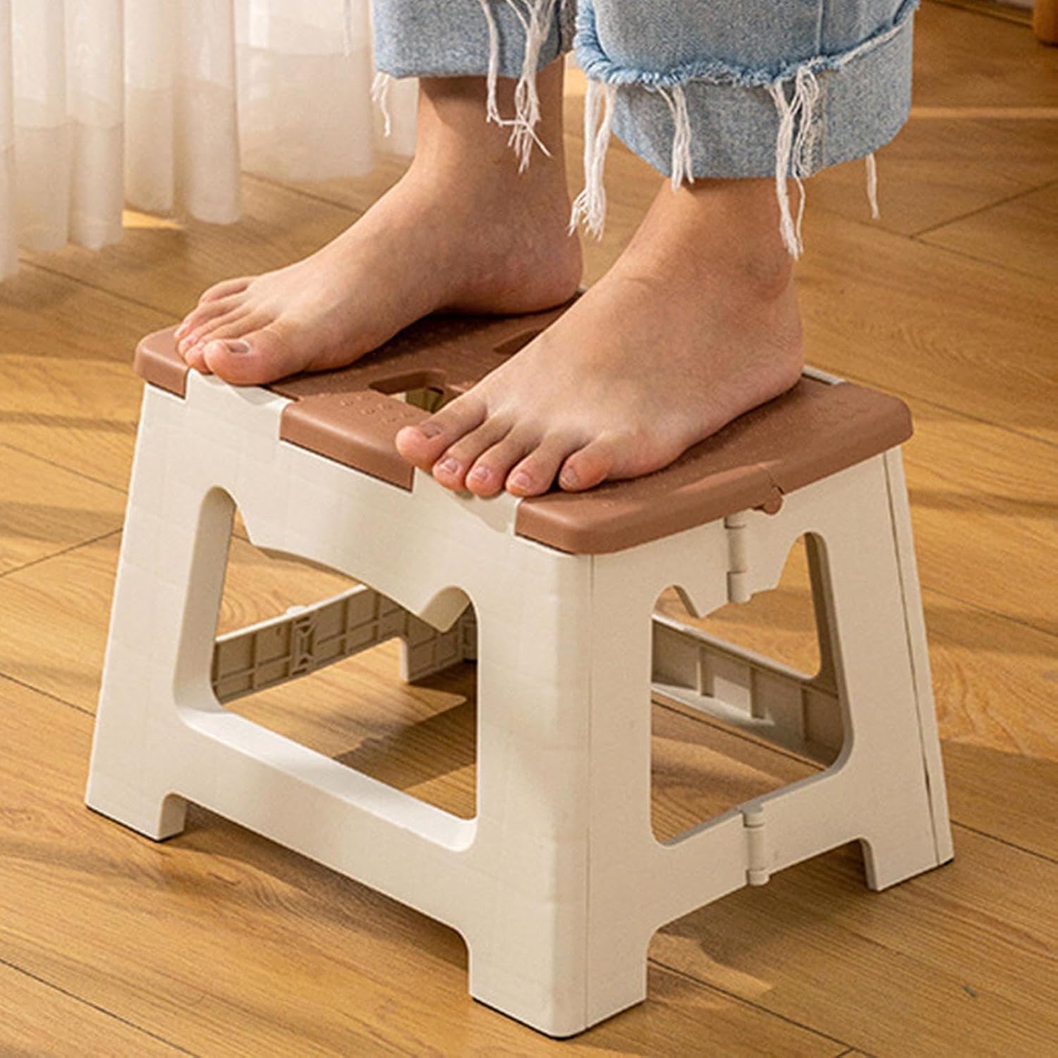 BLURISM Multi-Functional and Durable Portable Adjustable high-Strength PP Stool, Non-Slip Plastic Design, Suitable for Home, Kitchen, Bathroom - Ideal for Traveling and Fishing (Brown)-image-38