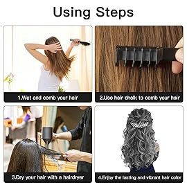 MSDADA New Hair Chalk Comb Temporary Hair Color Dye for Girls Kids with Light Color Hair, Washable Hair Chalk for Girls Age 4 5 6 7 8 9 10 Birthday Cosplay DIY, Christmas,New Year (Black)