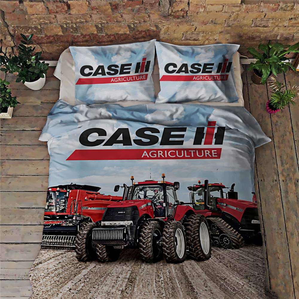 LRUD Kinderbeddengoed jongens 135 x 200 | tractor- en maaidorser,beddengoed 135 x 200 cm & kussensloop 80 x 80 | set 2-delig, 3D beddengoed (A04, 200 x 200 cm 75 x 50 cm 2