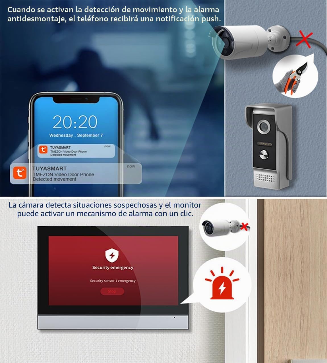 WiFi Pantalla táctil de 10 Pulgadas HD 1080p Ultrafino Inalámbrico Videoportero Timbre Video Interfono,Detección de Movimiento, Compatible con la App Tuya, Almacenamiento de Vídeo Gratuito