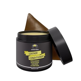 Leather Conditioner Cream, 0.25l - Natural Leather Restorer for Sofas, Car Seats, Bags & More, Prevents Cracking, Peeling, Color Fading
