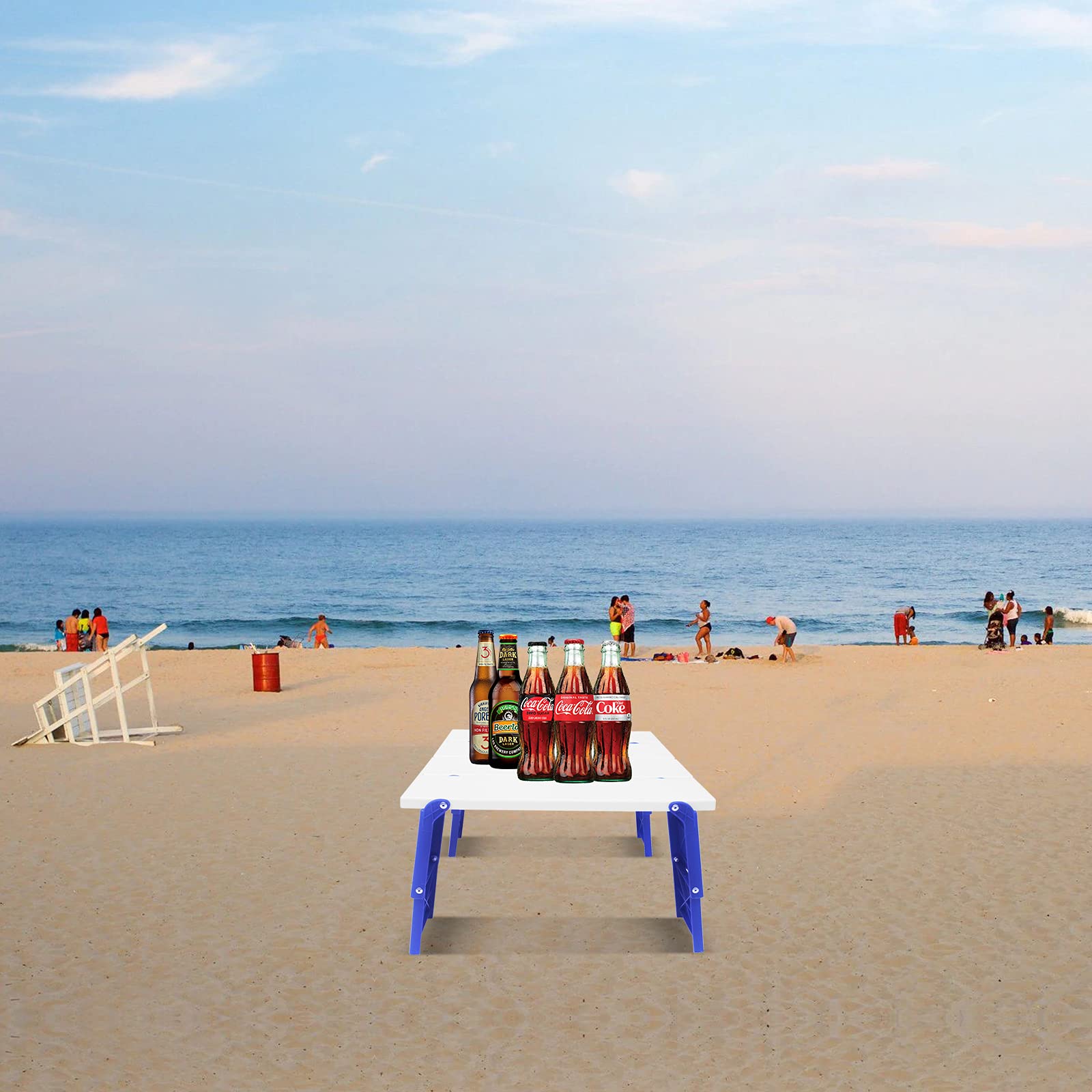 Tavolo da spiaggia per sabbia pieghevole portatile altezza regolabile pieghevole tavolo mare laterale scrivania per campeggio picnic barbecue con borsa per il trasporto