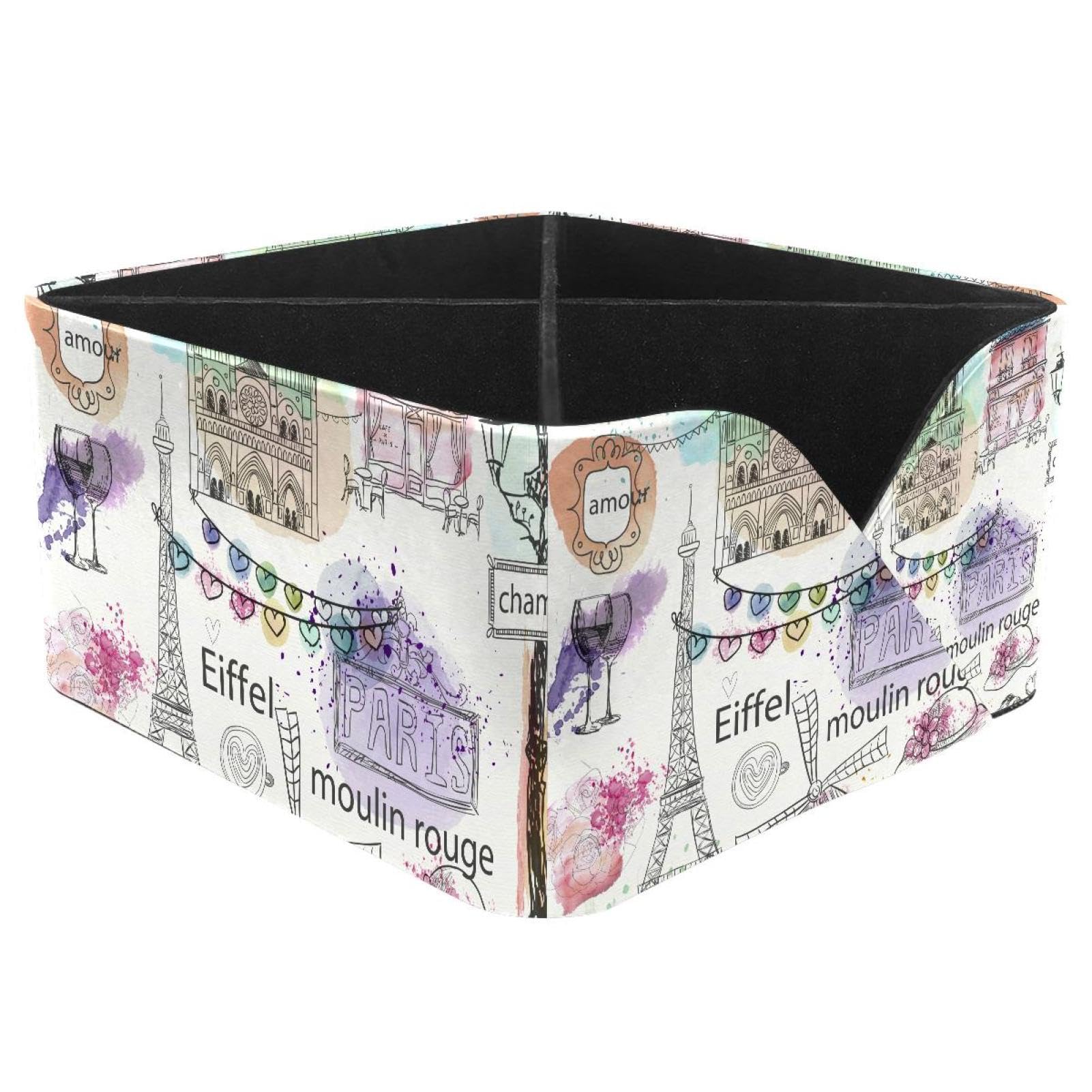 KengjuTesu Paris Elements Desktop Organizer Pen Holder, Rectangular Pencil Cup for Office, Study and Makeup Stations