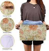 Vista 8 de ALAZA Caja de almacenamiento plegable retro con diseño de flores de mariposa y rosas, canastas organizadoras con asas para estantes, armario, sala