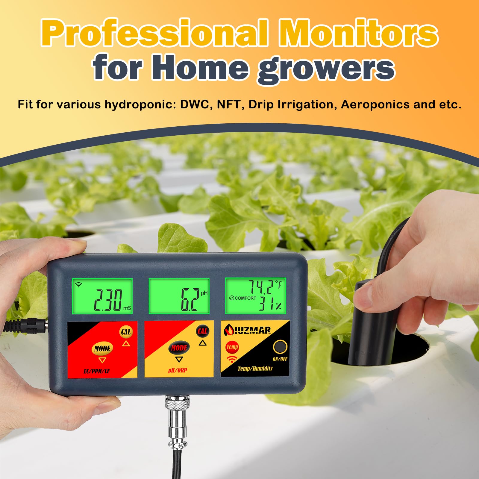 UIUZMAR 7-in-1 pH EC Meter for Hydroponics -3