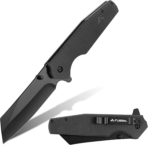 Miniatura 8 de Cuchillo de bolsillo FLISSA, hoja plegable de 3.5" con acabado lavado a la piedra, mango G10, táctico, para aire libre, supervivencia, caza