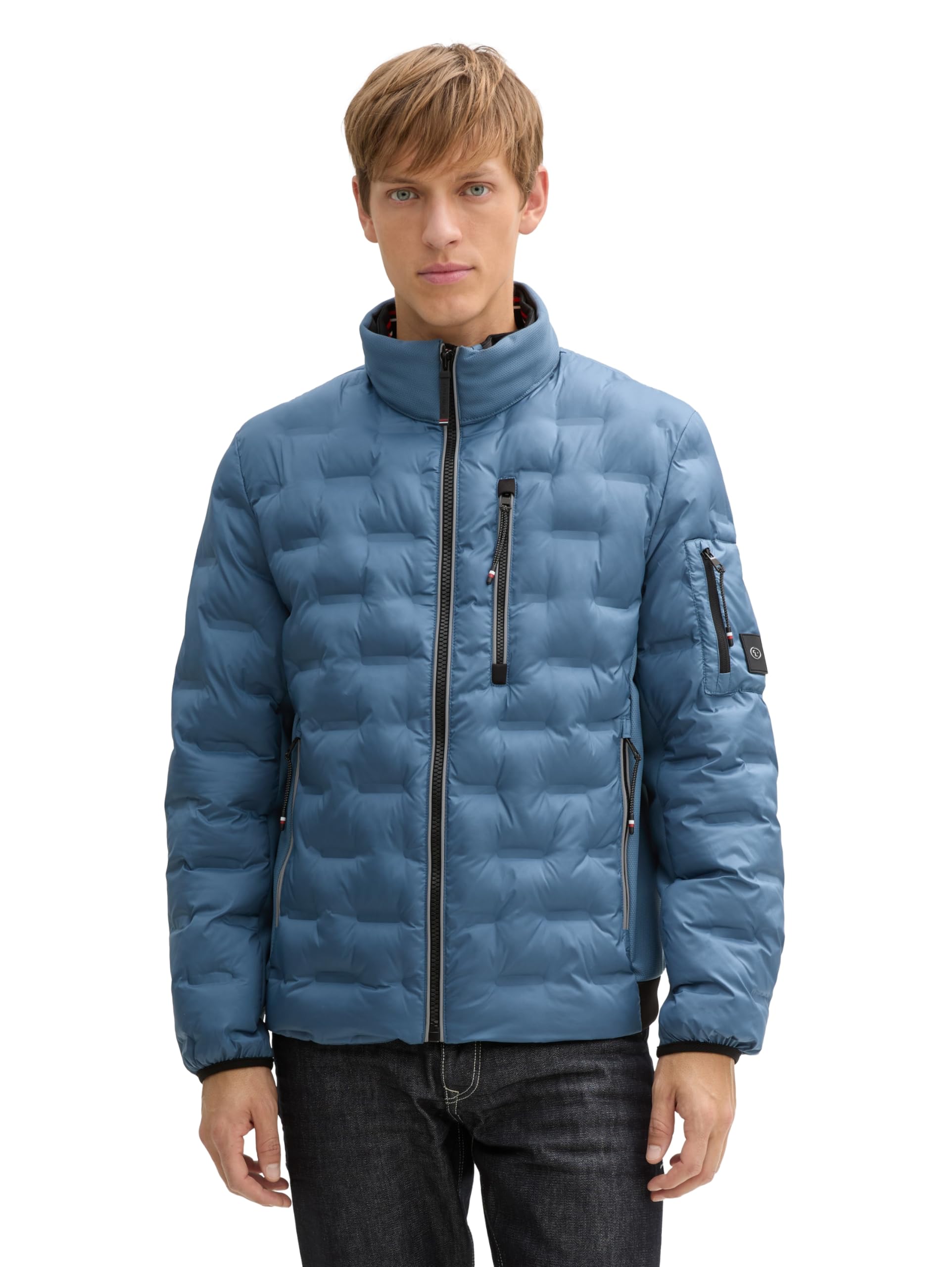 TOM TAILOR Herren Hybrid Lightweight Steppjacke mit Kapuze im Stehkragen