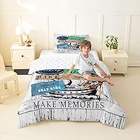 Vista 39 de Lake Life - Juego de edredón de tamaño King, juego de ropa de cama con remo de lago rústico, decoración de casa de lago, regalos para niños, vallas