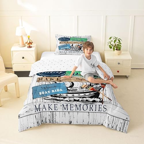Miniatura 39 de Lake Life - Juego de edredón de tamaño King, juego de ropa de cama con remo de lago rústico, decoración de casa de lago, regalos para niños, vallas