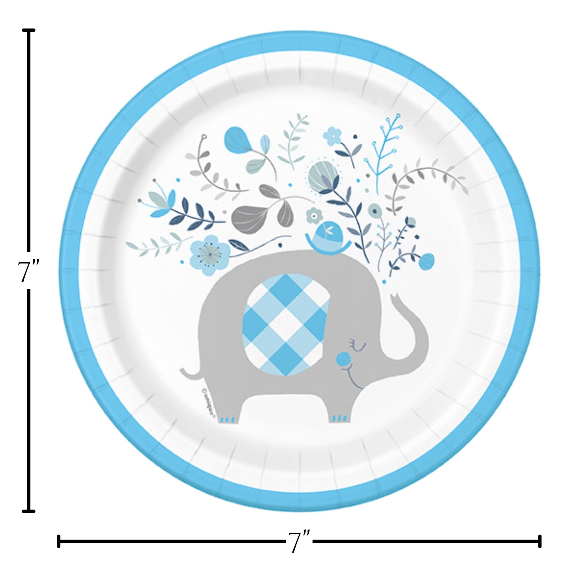 Elefante azul suministros de fiesta y decoración de mesa para niños cumpleaños y baby shower, Platos de papel azul y servilletas de almuerzo (sirve 16)