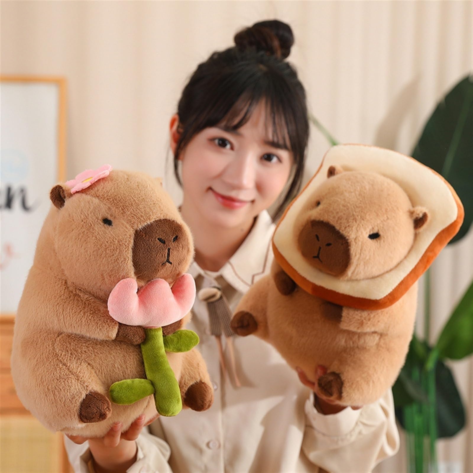 shownicer Kawaii Capybara, knuffeldier, knuffeldier, pluche kussen, speelgoed, cadeau voor volwassenen en kinderen, 3 jaar, kok, 25 cm