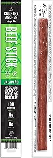 Jalapeno Beef Sticks by Country Archer, 100% Grass-Fed, Certified Keto, Paleo, Gluten Free, 8 Count