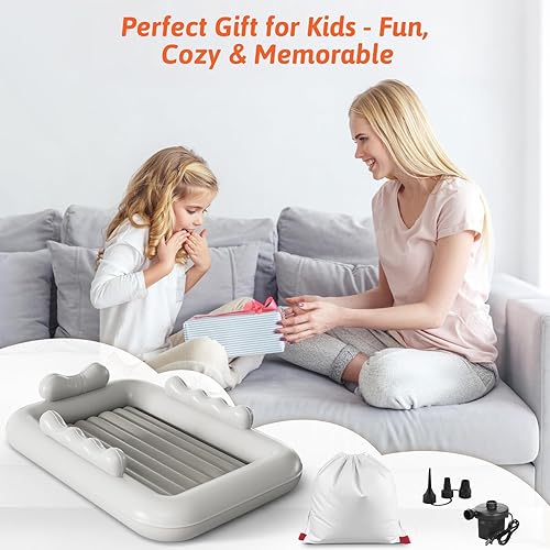 Miniatura 7 de Cama inflable de viaje para niños pequeños con tienda de campaña, cama plegable portátil para niños, colchón de aire inflable para niños con