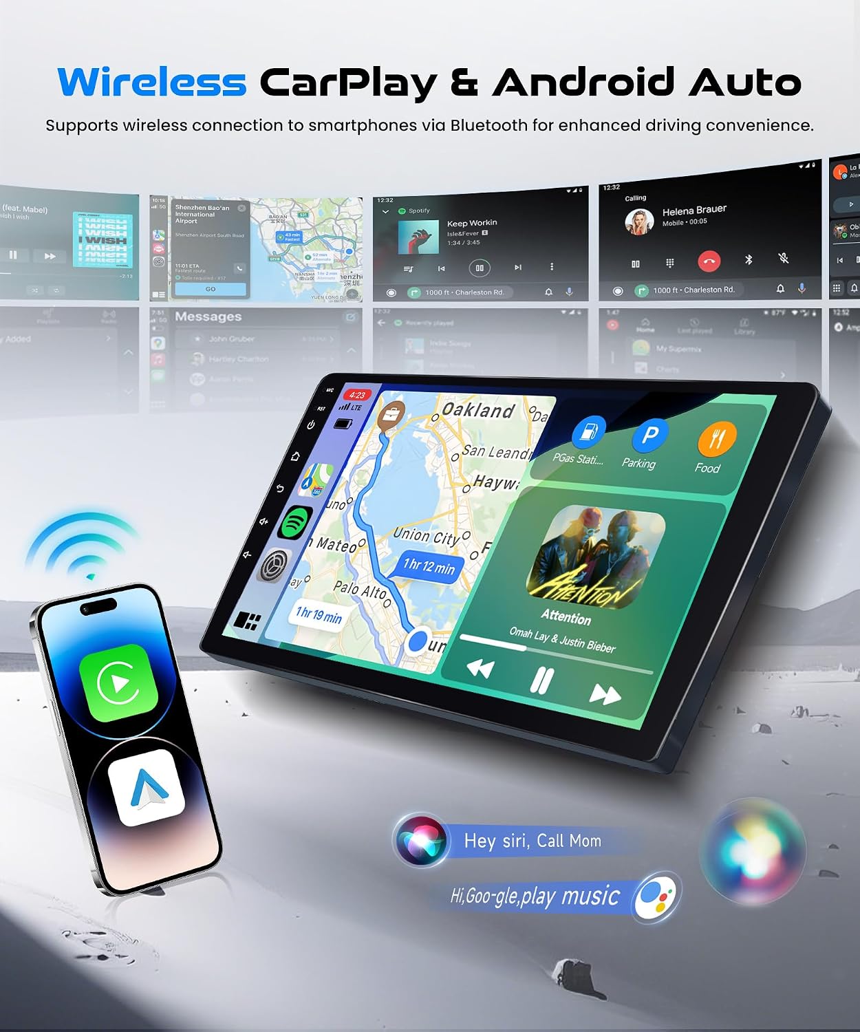 [Android 15/4G+64G] Car Radio Stereo for Toyota Tacoma 2005-2015 with Wireless CarPlay/Android Auto, 9 inch IPS Touchscreen GPS Head Unit WiFi Bluetooth5.0 SWC DSP Audio Mic HD Rear Camera