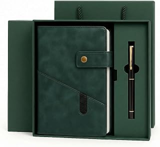 SIMDAO Notizbuch und Stift Geschenkset, A5 Liniertes Leder Journal Notizbuch mit Stift Geschenkbox Geschenktasche, 200 Seiten 100 GSM Dickes Liniertes Papier, Personal Organizer Leder Journal, A5