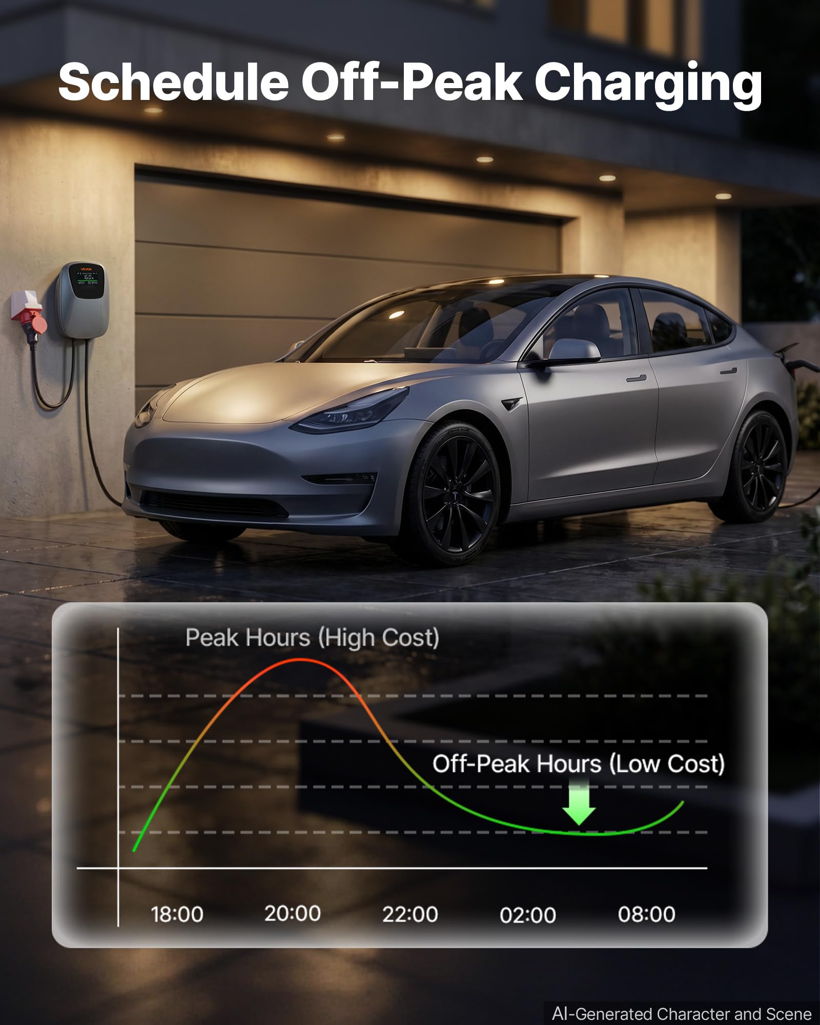 VEVOR Borne Recharge Véhicule Électrique 11 KW Chargeur Triphasé Type 2 CEE pour Voiture Électrique et Hybride Rechargeable, Domestique 400 V CA 16 A, Contrôle Intelligent APP, Écran Numérique, IP65
