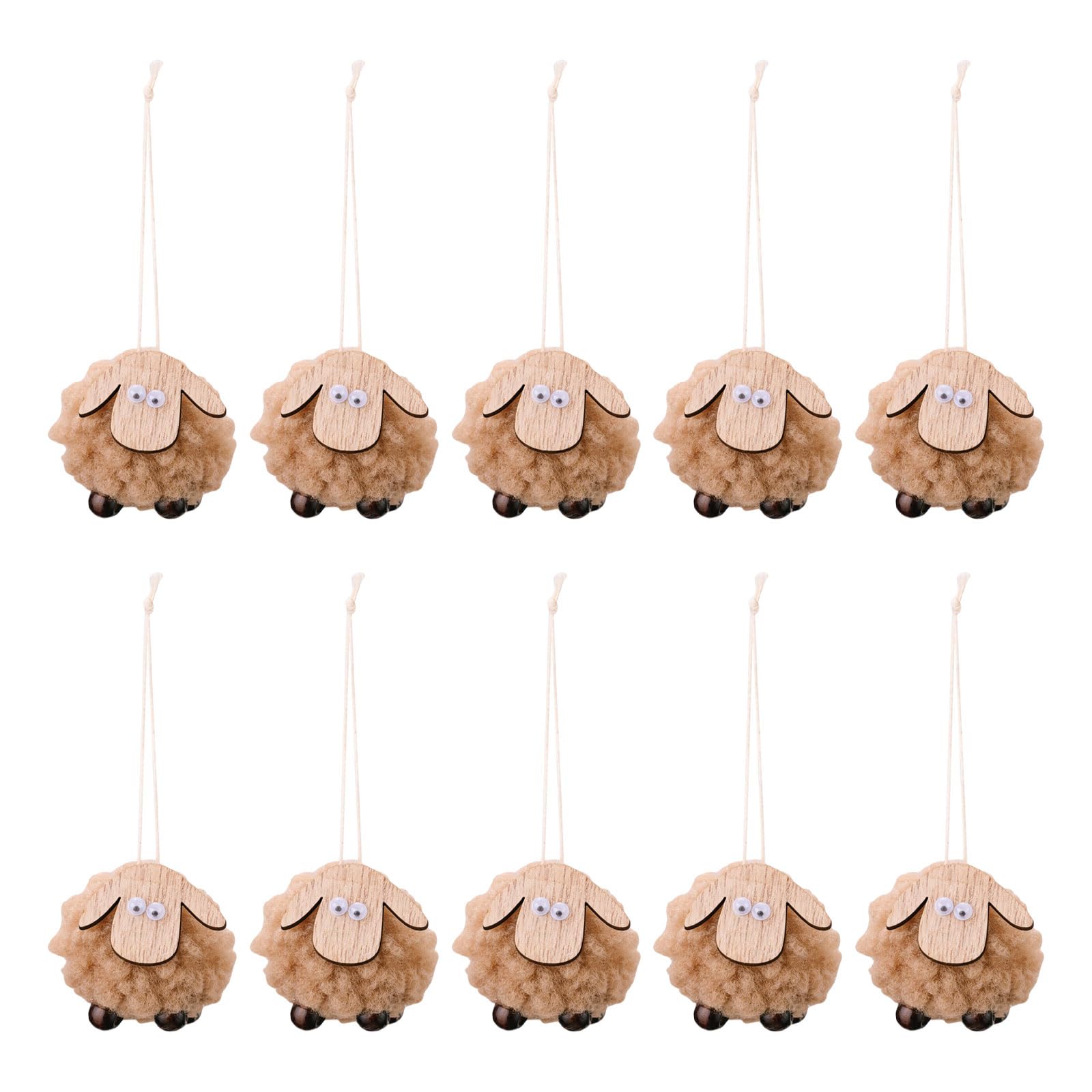 Buxuaaaa Brown 10Pieces Festival Woolen Felt Sheep Ornament Creative Felt Sheep Christmas Ornament For Wall And Tree Embellishment Christmas