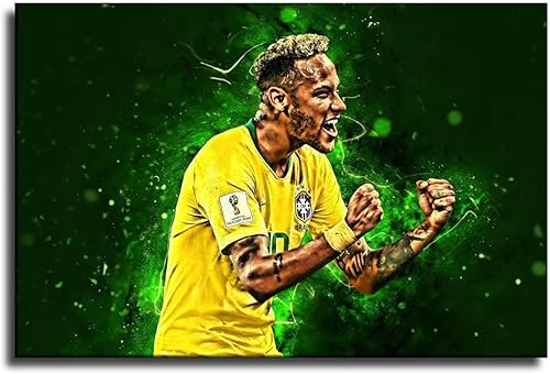 EMN Neymar - Póster de fútbol de fútbol americano de la selección brasileña lienzo decorativo para pared póster para sala de estar pintura para
