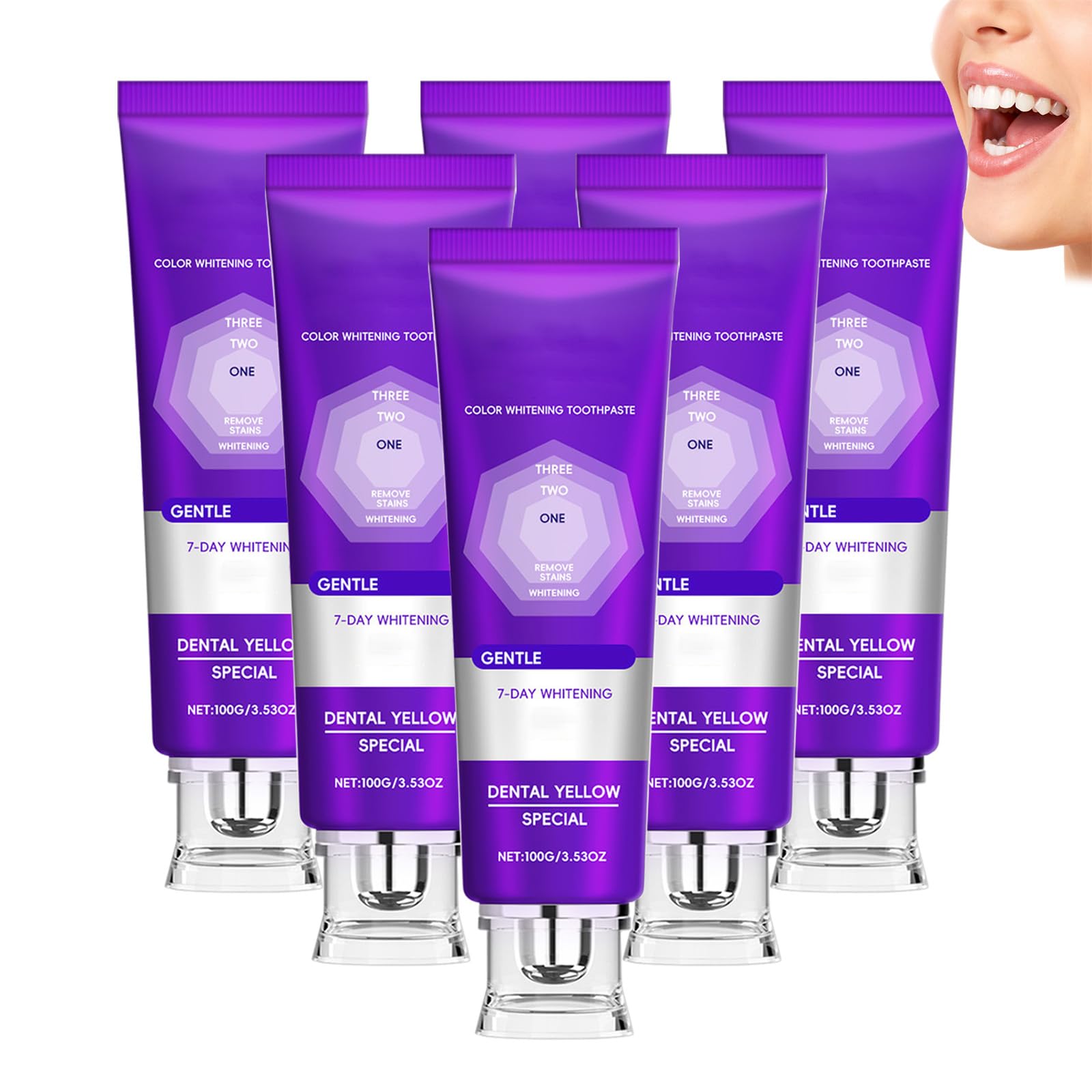 Dentifricio sbiancante lisozima 100 g – Correzione del colore viola dentifricio per denti gialli, gel dentifricio con rimozione delle macchie, effetto schiarente, respiro fresco per la cura orale
