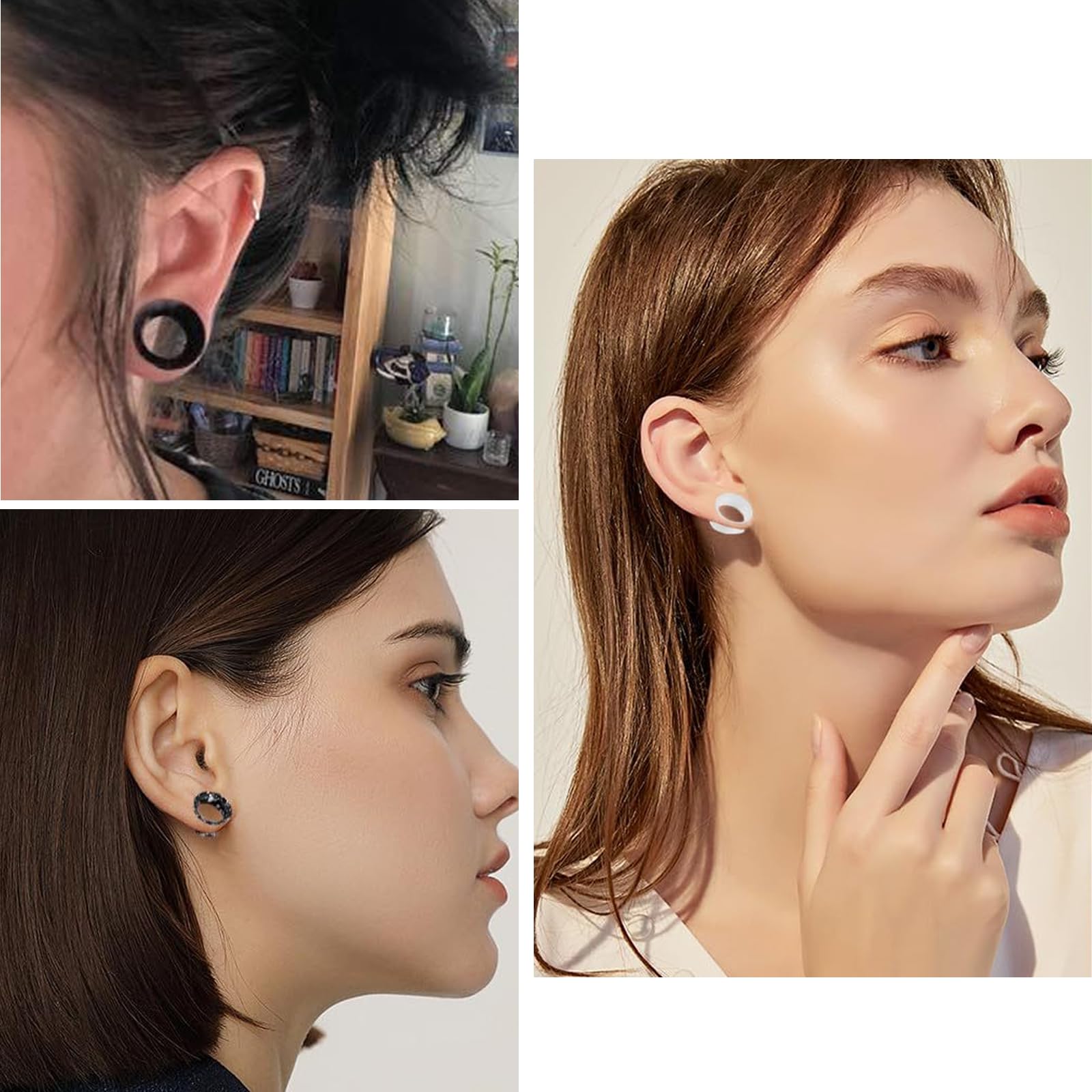 TYXHXTF 6 par silikonowych kołków do tuneli w uchu, biżuteria do piercingu, kołki do tuneli, ekspander, piercing podwójnie rozkloszowany 8 mm