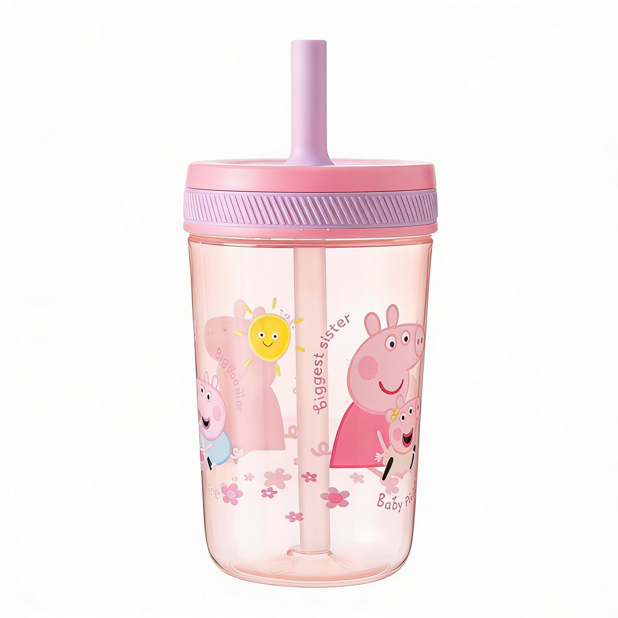 Peppa Pig Family Kelso Soft Straw Cup – 350ml | BPA-Free Toddler Drinking Cup with Secure Lid & Straw | Leak-Proof, Durable & Fun Design for Kids, Pink