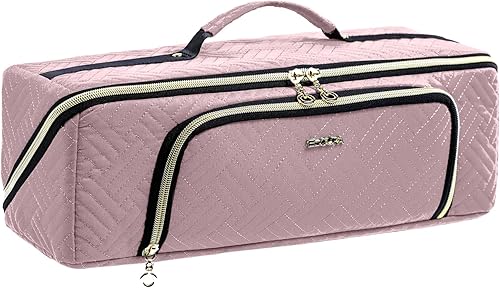 ELCUPA Bolsa de viaje grande para herramientas para el cabello con alfombrilla de hierro, organizador de herramientas de pelo 2 en 1 para cepillo de