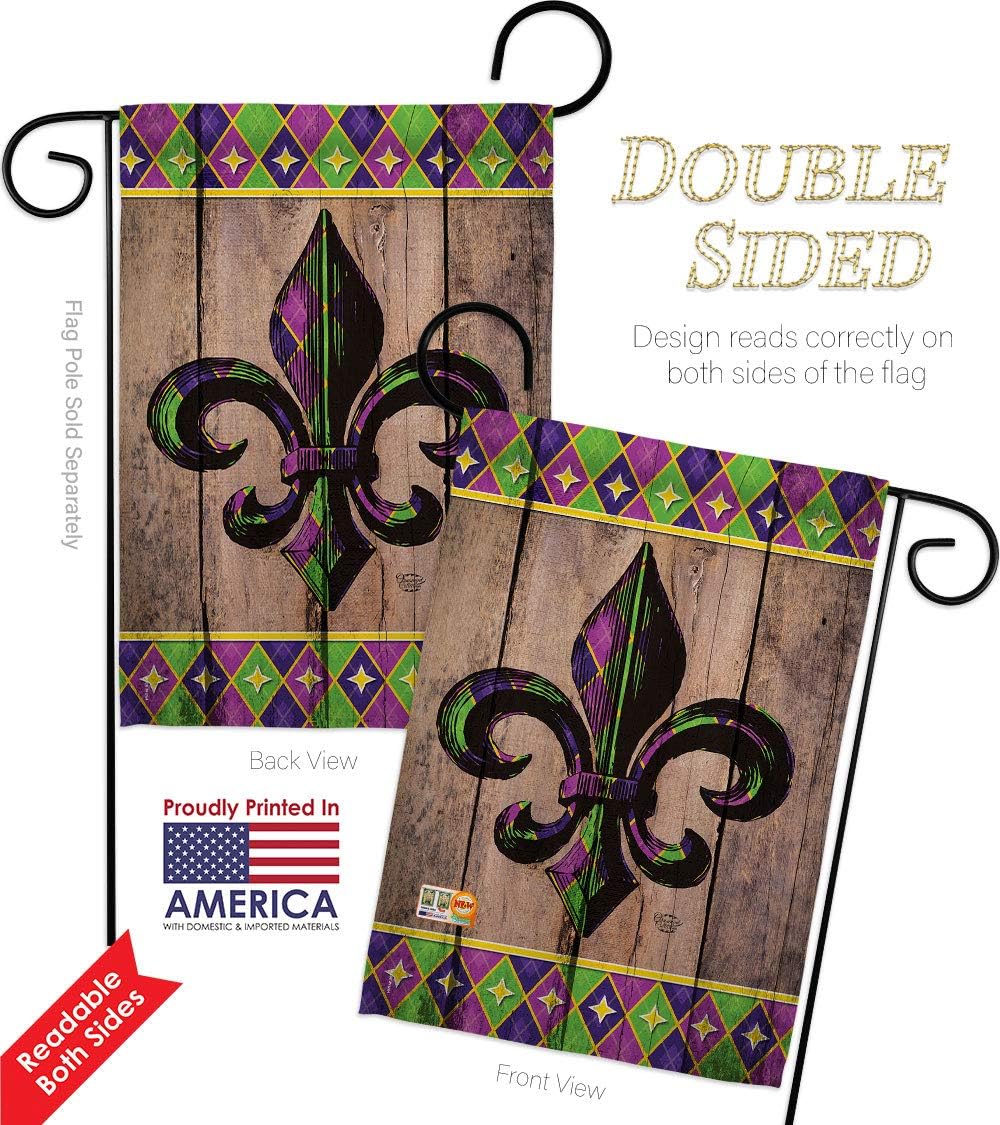 Fleur De Lys Garden House Flags Set Country Living Vintage Flower Lily Lis French Party Mardi Small Decorative Gift Yard Banner Double-Sided Made In USA 28 X 40