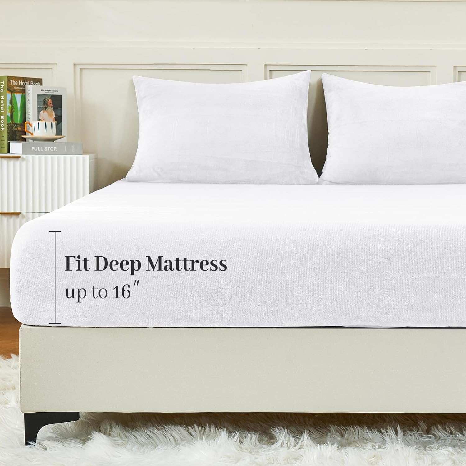 YIYEA Fleece Fitted Sheet, Ultra Soft Plush Deep Pocket