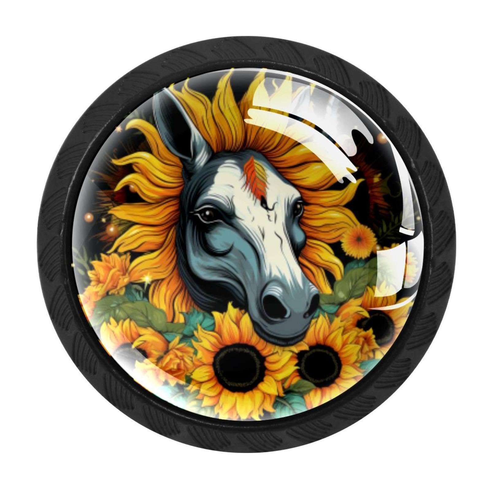CHENZZZZ Unicorn Skull Sunflower Cabinet Knobs 4 Pieces Drawer Kitchen Cabinets Dresser Cupboard Wardrobe Unique Pulls Handles