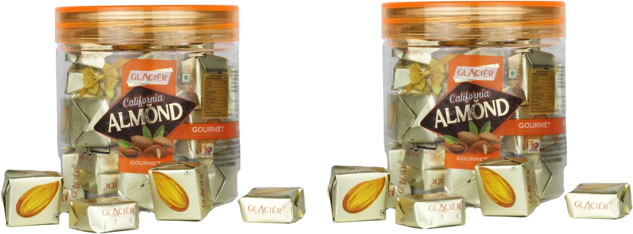 Glacier California Almond Gourmet Toffee | Soft and Tasty Real California Almond Flavour Toffees | California Almond Toffee | Healthy & Tasty Toffees | Gift | Pack of 2/40 pcsx2/ 250gmsx2