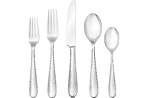 Hudson Essentials 40-Piece Hammered 18/10 Mirror Stainless Steel Silverware Set for 8