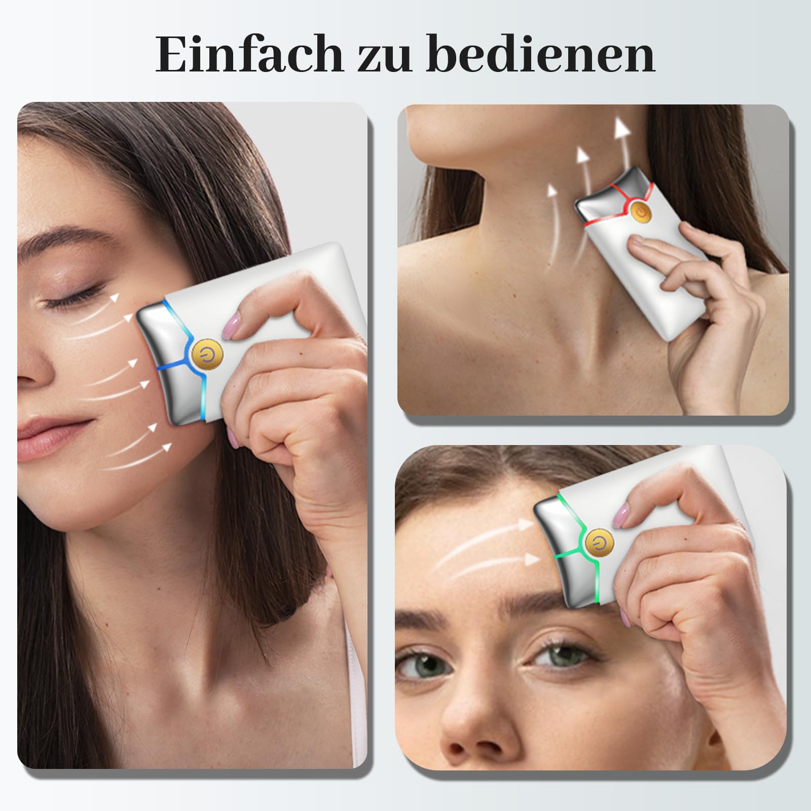 Profey Gua Sha Viso Strumento, Massaggiatore Visocon vibrazione e riscaldamento, 3 Colori di Luce Massaggiatore Viso Lifting, Massaggiatore Viso Antirughe Antietà